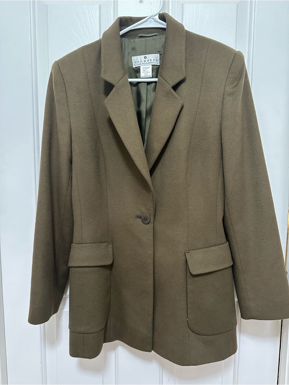 Saks Fifth Avenue Olive Green Single-Button Blazer